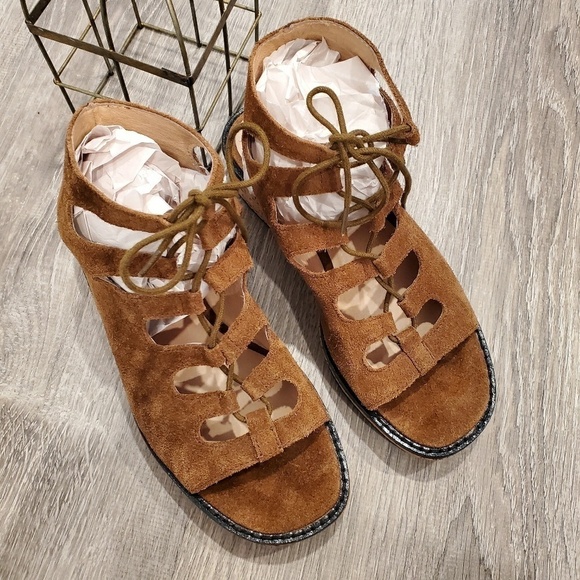 NEW Bettye Muller Lace Up Gladiator Wedge Sandals - Picture 2 of 7